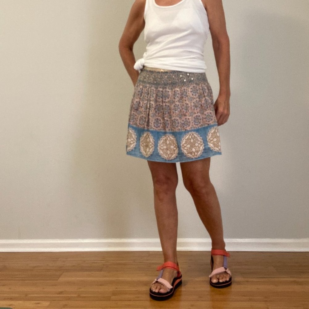 Belle by Alicia Bell Mini Skirt Medium Blue & Pink